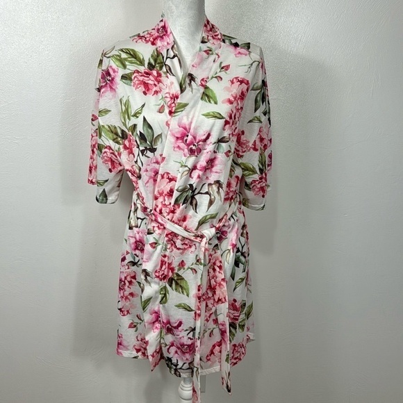 Show Me Your Mumu Brie Robe Garden of Blooms Pink One Size Wrap Robe EUC - Picture 7 of 10